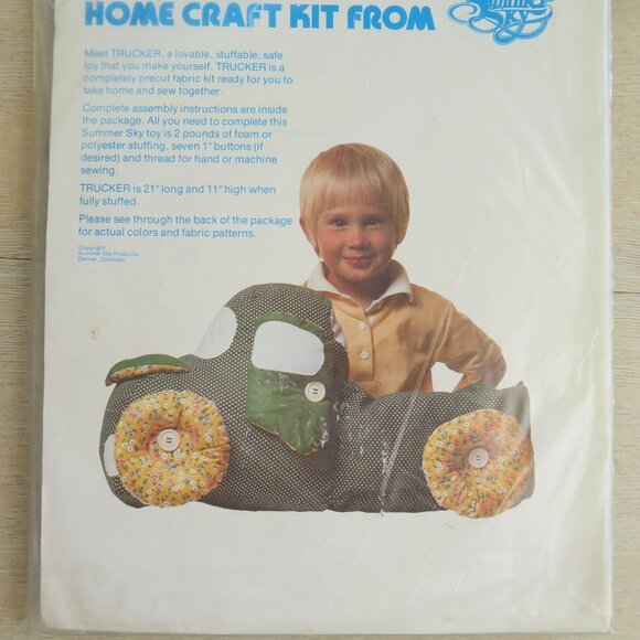 Vintage Stuffable Toy Truck Plush Home Craft Kit Precut Fabric 21" L X 11" H NEW - Picture 7 of 10